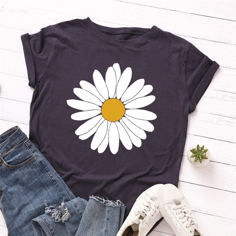 Vintage Daisy Flower Cotton Tee Buddhatrends