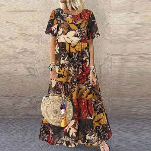 Adrian Vintage Floral Printed Dress Buddhatrends
