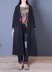 denim black coats trendy plus size fall maxi outwear TCT190925