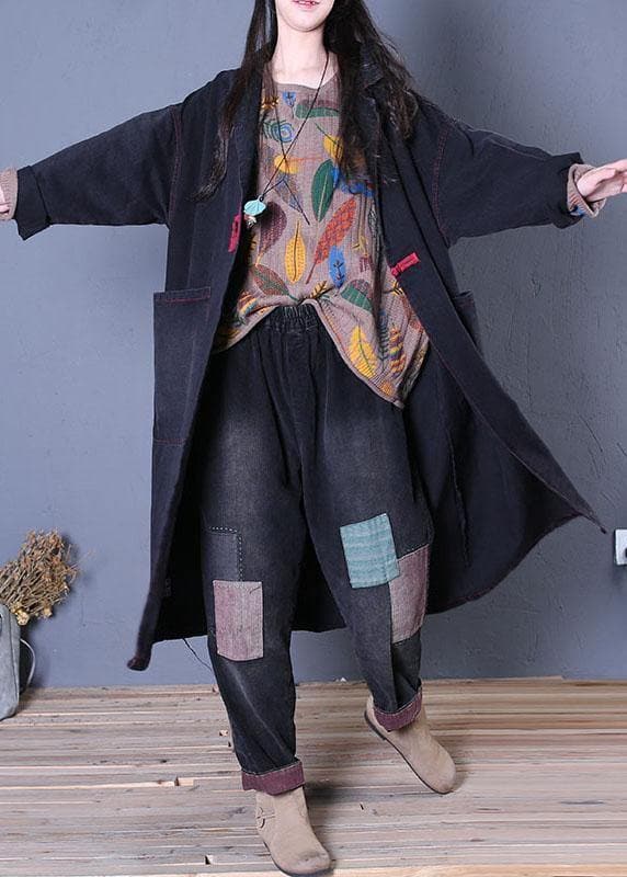 denim black coats trendy plus size fall maxi outwear TCT190925