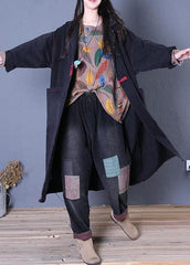 denim black coats trendy plus size fall maxi outwear TCT190925