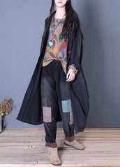 denim black coats trendy plus size fall maxi outwear TCT190925