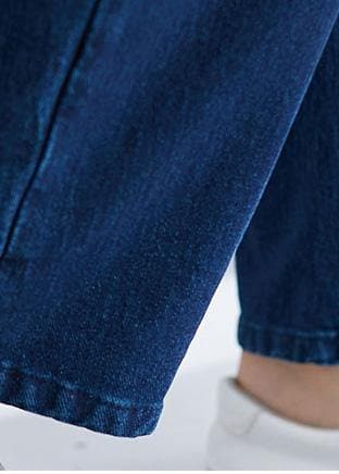 denim blue vintage women pants elastic waist patchwork trousers LPTS190830