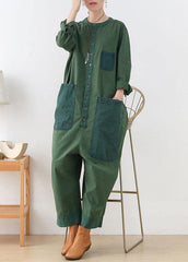 diy Green Retro Casual Fall Denim Romper Outfit AM-JPTS210820