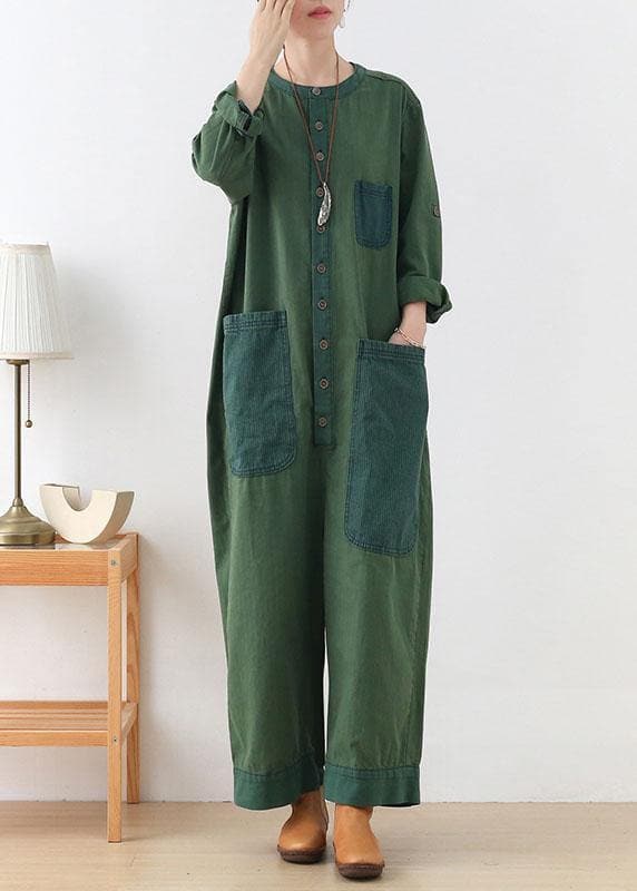 diy Green Retro Casual Fall Denim Romper Outfit AM-JPTS210820