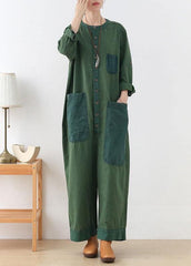 diy Green Retro Casual Fall Denim Romper Outfit AM-JPTS210820
