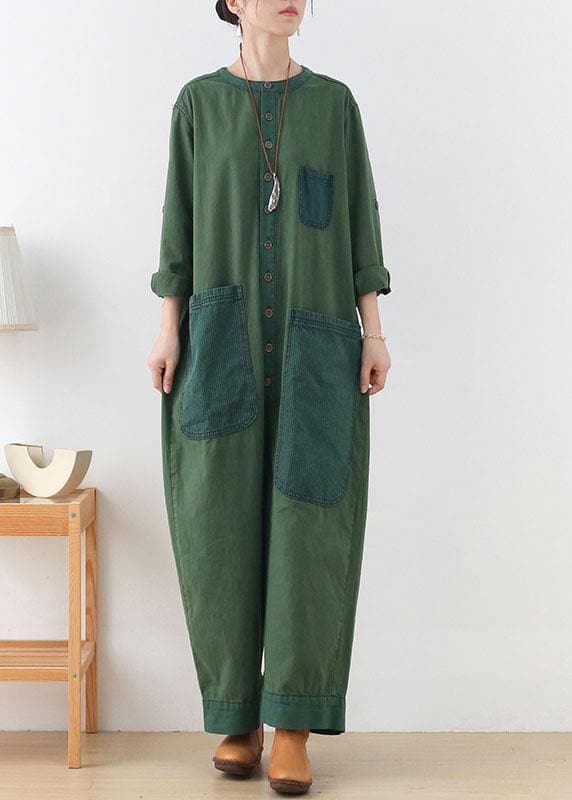 diy Green Retro Casual Fall Denim Romper Outfit AM-JPTS210820