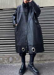 diy stand collar Plus Size PU clothes For Women black thick loose coats AT-TCT201202