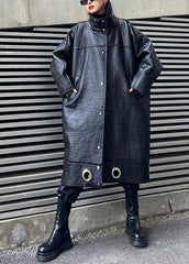 diy stand collar Plus Size PU clothes For Women black thick loose coats AT-TCT201202