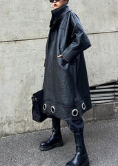 diy stand collar Plus Size PU clothes For Women black thick loose coats AT-TCT201202