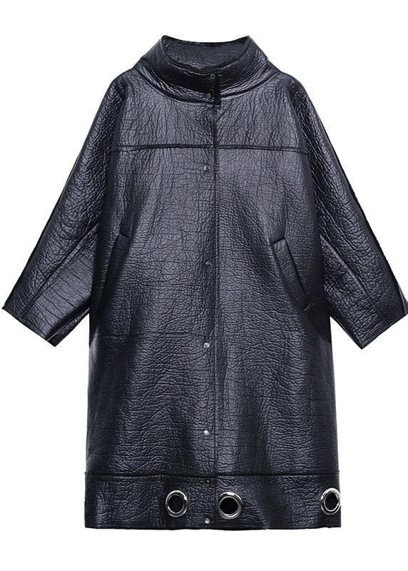 diy stand collar Plus Size PU clothes For Women black thick loose coats AT-TCT201202