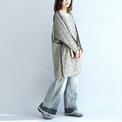 fall fashion 2021 casual knit cotton dresses light gray long sleeve sweater dress NSD171028