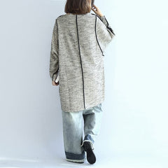 fall fashion 2021 casual knit cotton dresses light gray long sleeve sweater dress NSD171028