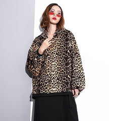 fashion Leopard t shirt Loose fitting hooded clothing tops fine Batwing Sleeve tops AT-LTP181010