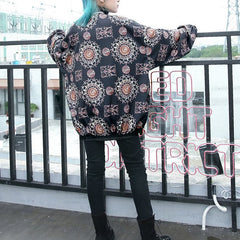 fashion floral tops plus size Stand t shirt 2018 zippered baggy clothing tops AT-CTS180917
