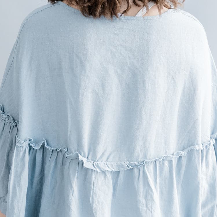 fashion white cotton linen knee dress plus size clothing cotton linen clothing dresses New lantern sleeve Cinched o neck baggy dresses SDL180808