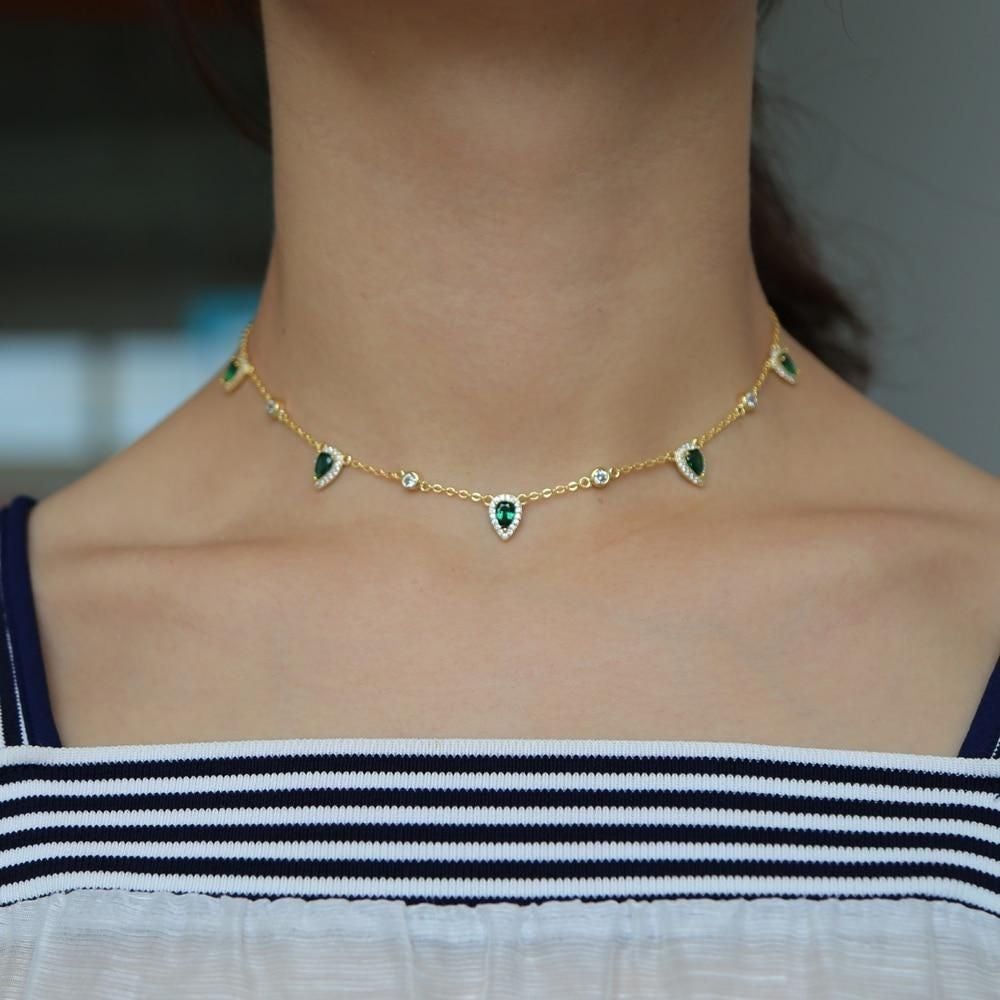 Gold Color Green Stone Bohemia Necklaces Charm Jewelry SS6666 Touchy Style