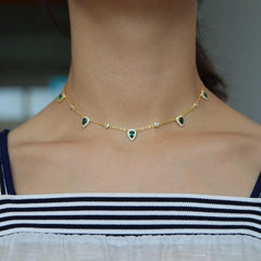Gold Color Green Stone Bohemia Necklaces Charm Jewelry SS6666 Touchy Style