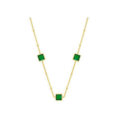 Green Zircon Necklace Stainless Steel Charm Jewelry NCJT36 Touchy Style