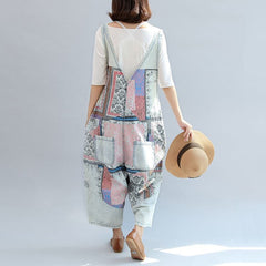 light denim casual cotton pants patchwork oversize jumpsuit pants JPTS171028