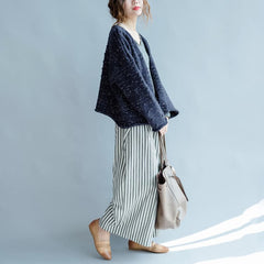new blue asymmetric design cotton knitted cardigans chunky oversize fashion coats NCT171028