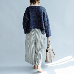 new blue asymmetric design cotton knitted cardigans chunky oversize fashion coats NCT171028
