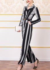 new striped vintage jumpsuit pants  women wild long sleeve jumpsuit dylinoshop