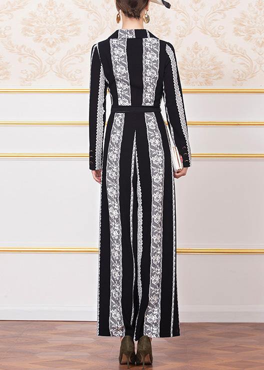 new striped vintage jumpsuit pants  women wild long sleeve jumpsuit dylinoshop
