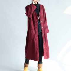 red winter cotton cardigans plus size long sleeve woolen vintage trench coats TCT171101