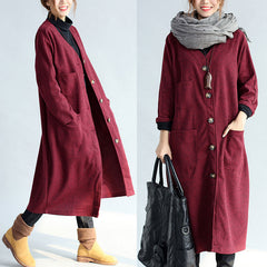 red winter cotton cardigans plus size long sleeve woolen vintage trench coats TCT171101