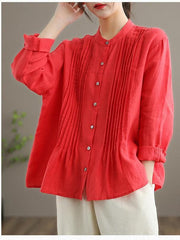 Organic White Linen Shirt Tunics Women Ramie Blouse LTP210203