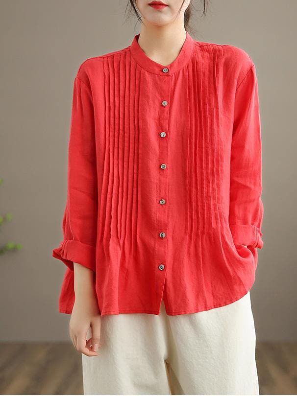 Organic White Linen Shirt Tunics Women Ramie Blouse LTP210203