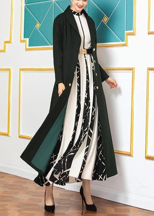 fine Loose fitting long coat  coat aymy green wild Woolen Coats TCT191211