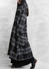 fine plus size clothing Winter coat outwear black plaid hooded patchwork Woolen Coats TCT201110