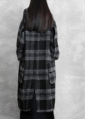 fine plus size clothing Winter coat outwear black plaid hooded patchwork Woolen Coats TCT201110