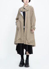 two ways to wear Fashion asymmetriccoats women khaki Midi jackets TCT191016