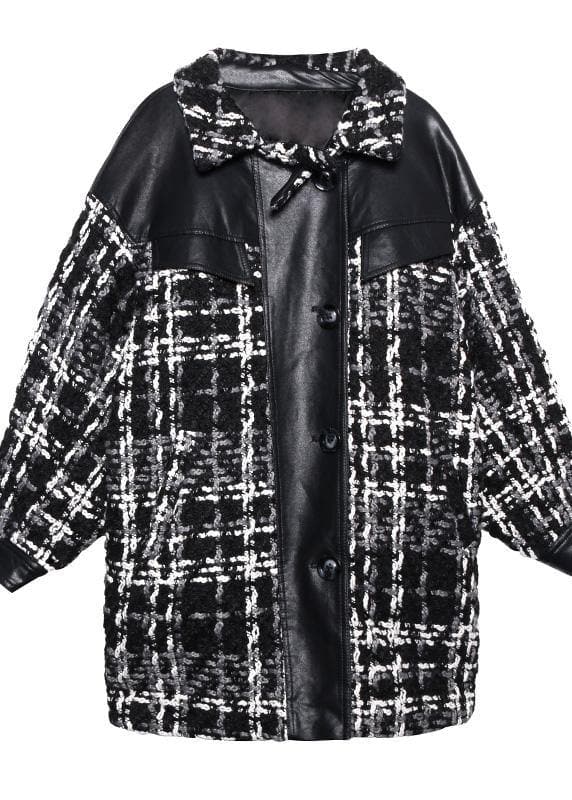 vintage Loose fitting Winter coat thick outwear plaid patchwork woolen coats AT-CTS191211