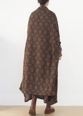 vintage brown wool coat plus size v neck trench coat cloak woolen outwear AM-TCT201223