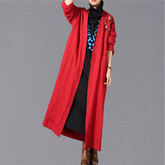 vintage red coats plus size embroidery baggy trench coat vintage side open coats TCT180925