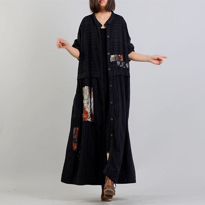 women black Coat oversize stand collar baggy Winter coat Fashion patchwork jackets TCT180925