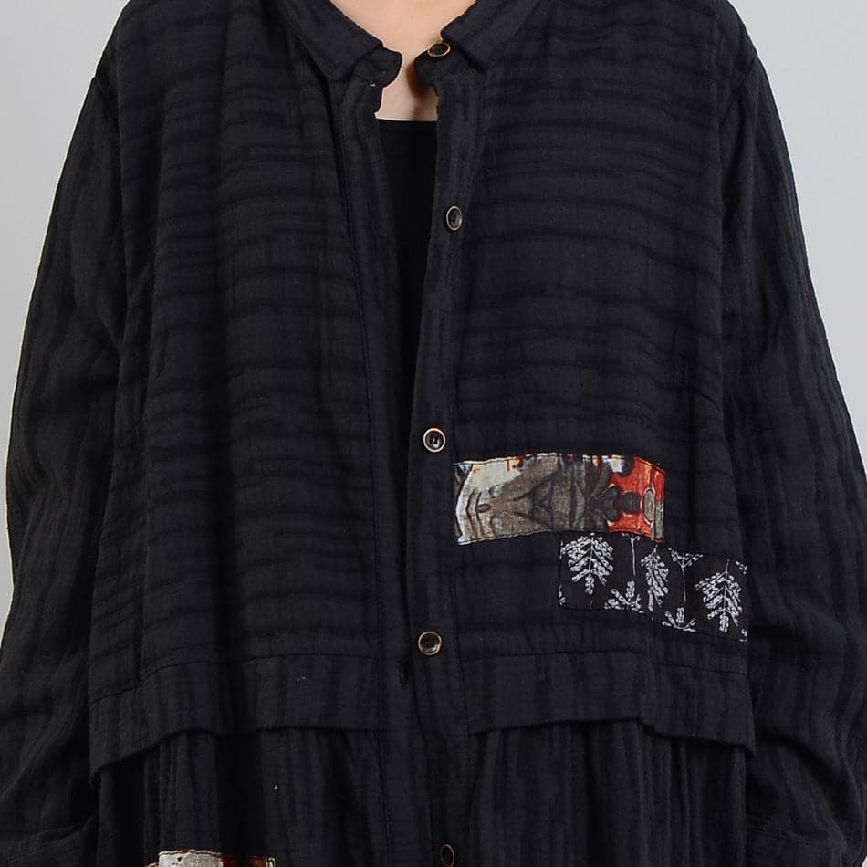 women black Coat oversize stand collar baggy Winter coat Fashion patchwork jackets TCT180925