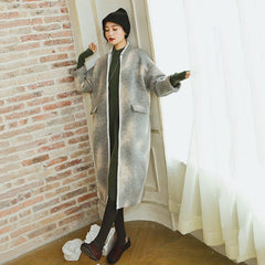 women gray coats plus size patchwork Wool Coat Fashion long sleeve coat TCT180921