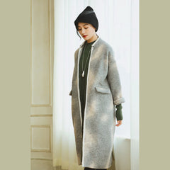 women gray coats plus size patchwork Wool Coat Fashion long sleeve coat TCT180921