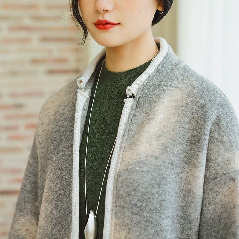 women gray coats plus size patchwork Wool Coat Fashion long sleeve coat TCT180921