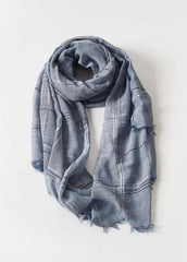 women tassel dark blue cotton linen big scarf casual vintage scarves AM-SCF191107